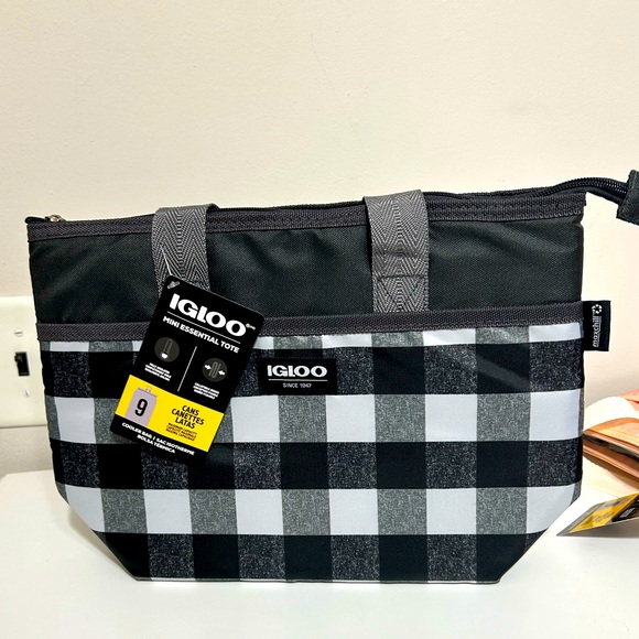 Igloo Black and White Gingham Cooler Tote - Picture 1 of 6